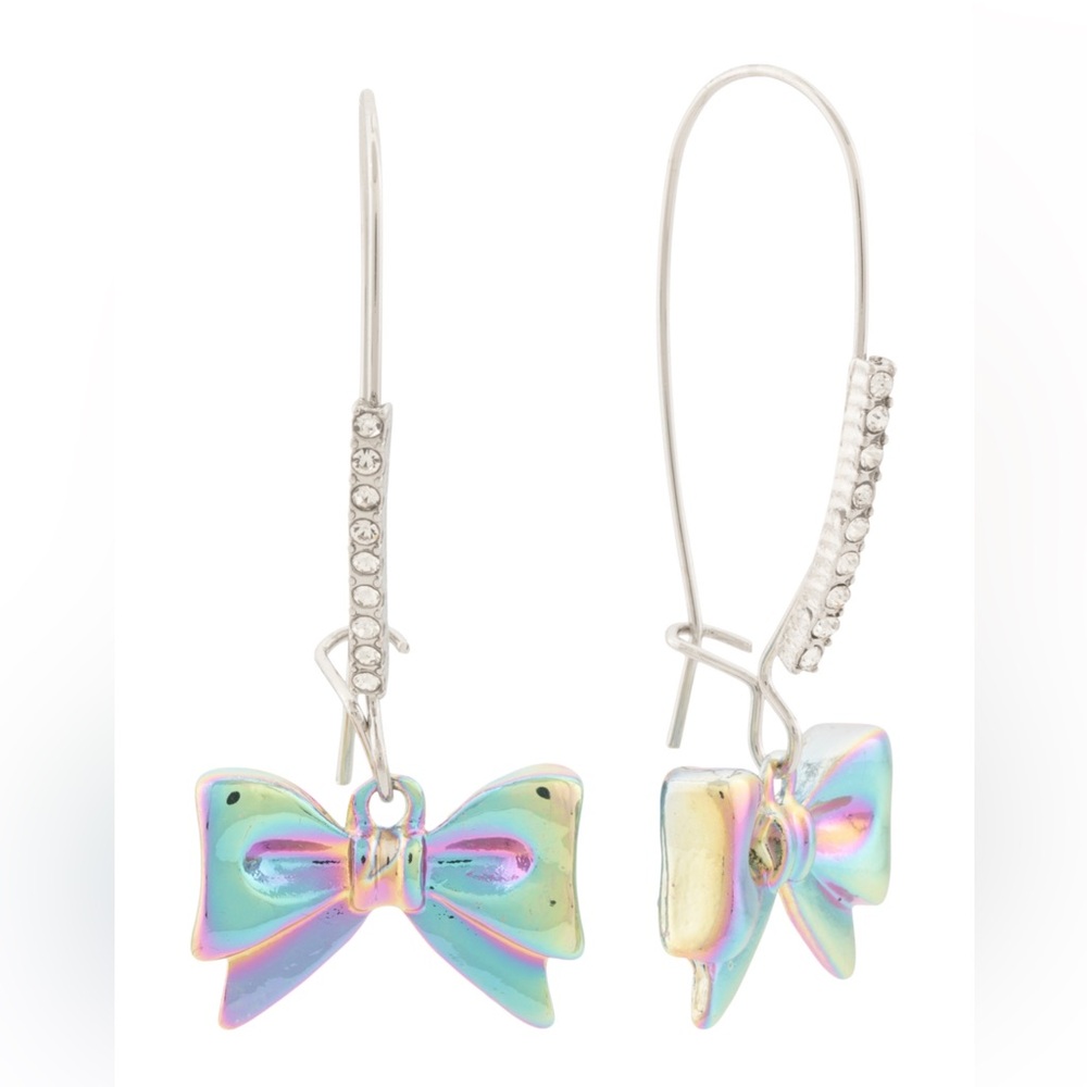 NWT Betsey Johnson Bow Watercolor Drop Earrings